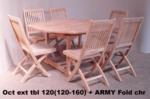 Oct Ext tbl 120(120-160) + ARMY Fold chair 